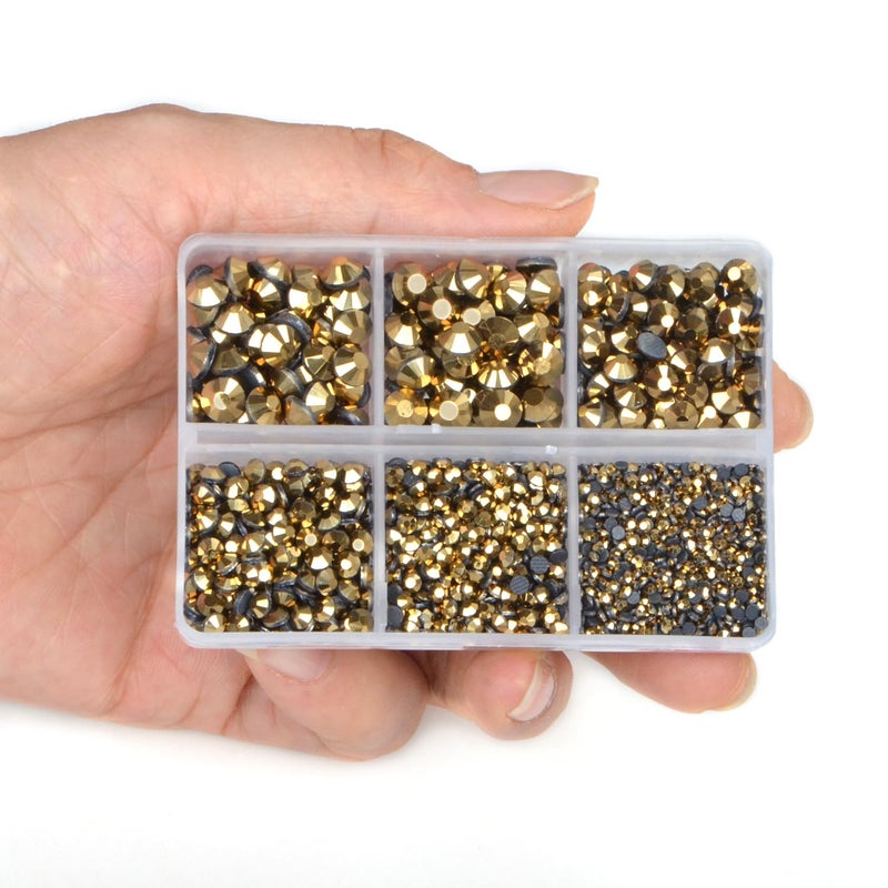 LPBeads 6400 Pieces Gold and Silver Hotfix Rhinestones Flat Back 5 Mixed Sizes Crystal Round Glass Gems with Tweezers and Picking Rhinestones Pen - Image 3